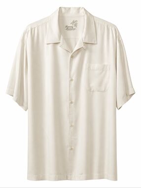 Tommy Bahama Mens Silk Cream Havana Camp shirt size XL Tropical Vacation Relaxed